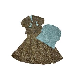 Vin. Sharon Young Bold Animal Print 3 Pieces Reversible Jacket & Skirt Set Sz14